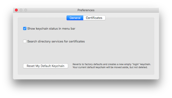 Keychain Access Preferences